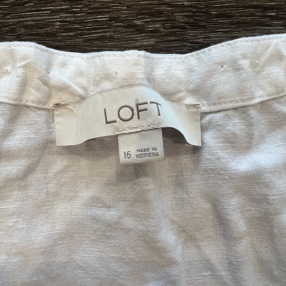 LOFT white linen Sleeveless Button Dress - Picture 2 of 3